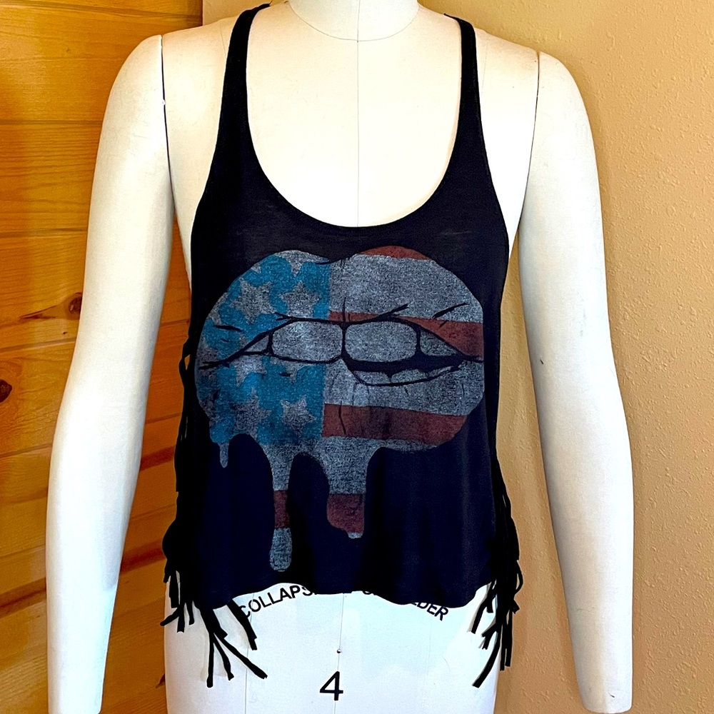 Freeze Tank Top American Flag Lips